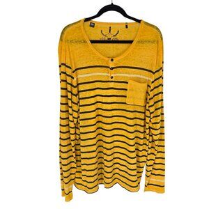 I jeans by buffalo mens size XXL yellow black stripe long sleeve shirt